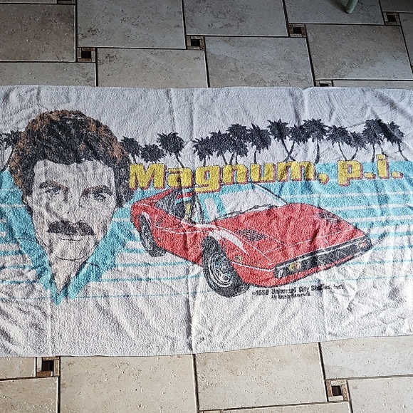 Universal Studio Other - Vintage 1980 Magnum P.I. Beach Towel with Red Car Design Universal City Studios